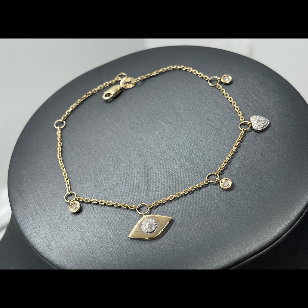 14kt Gold Diamond Evil Eye Bracelet